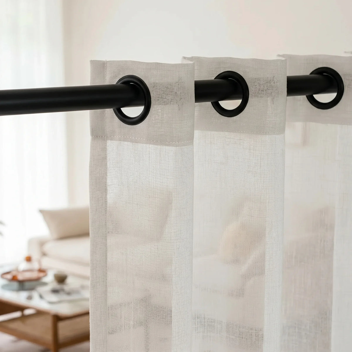 Sheer Voile Curtain White — Semi-Transparent