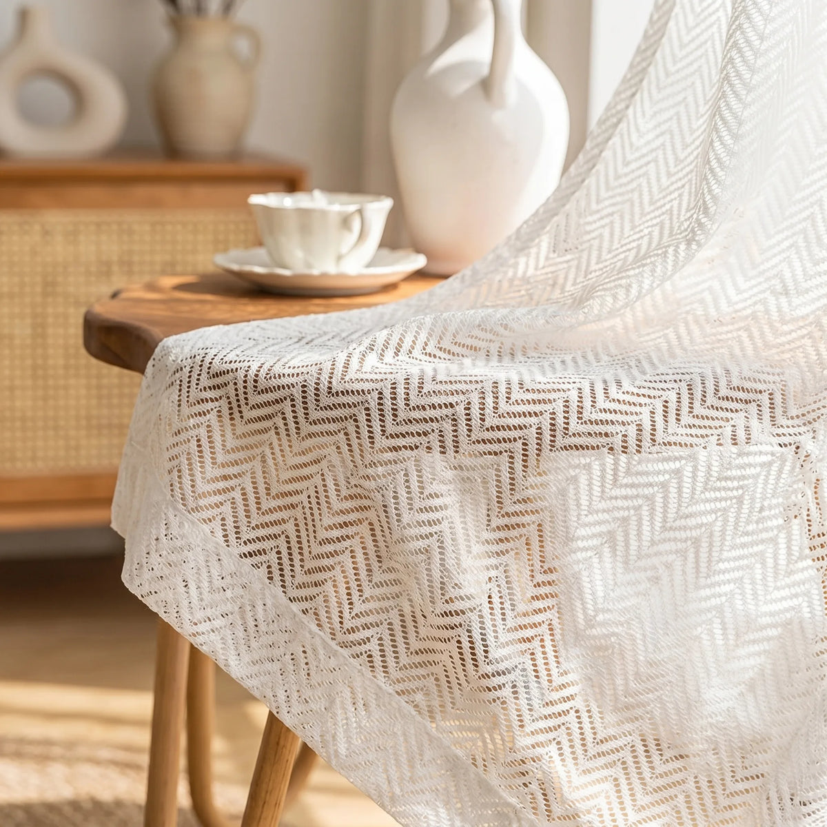 Sheer Voile Curtain Zephira White
