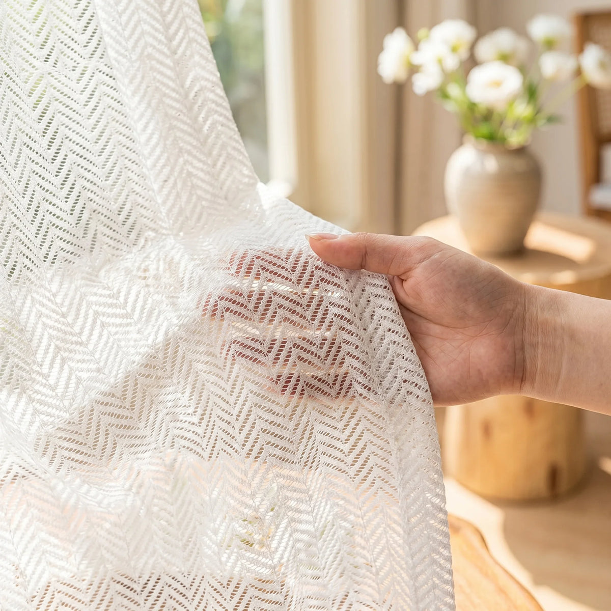 Sheer Voile Curtain Zephira White