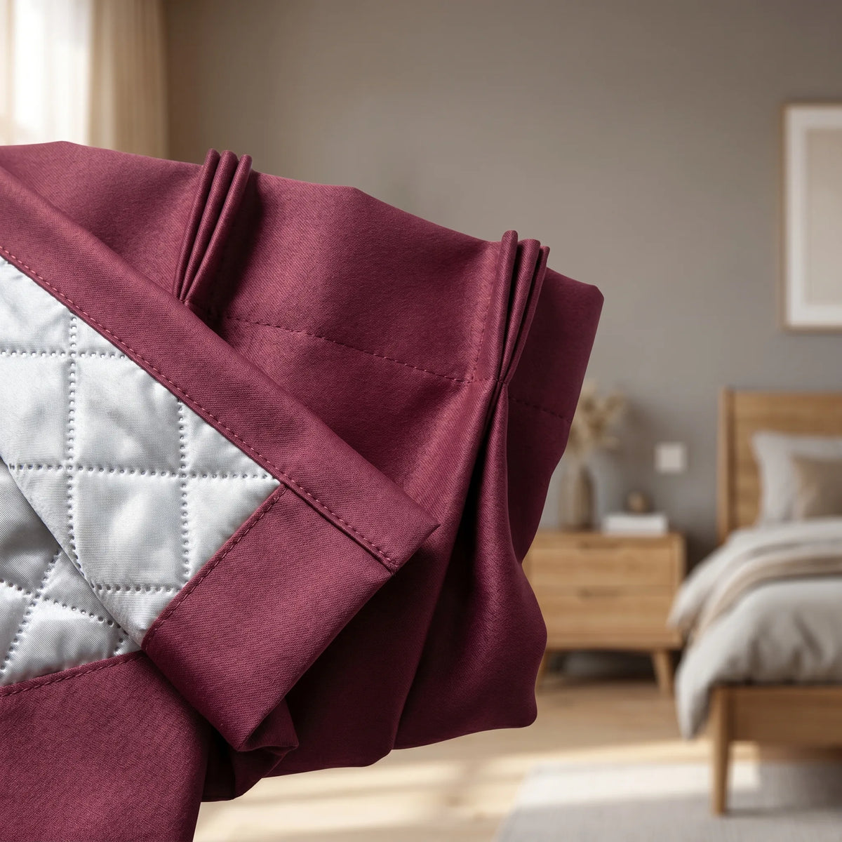 3-in-1 Blackout Curtains Burgundy