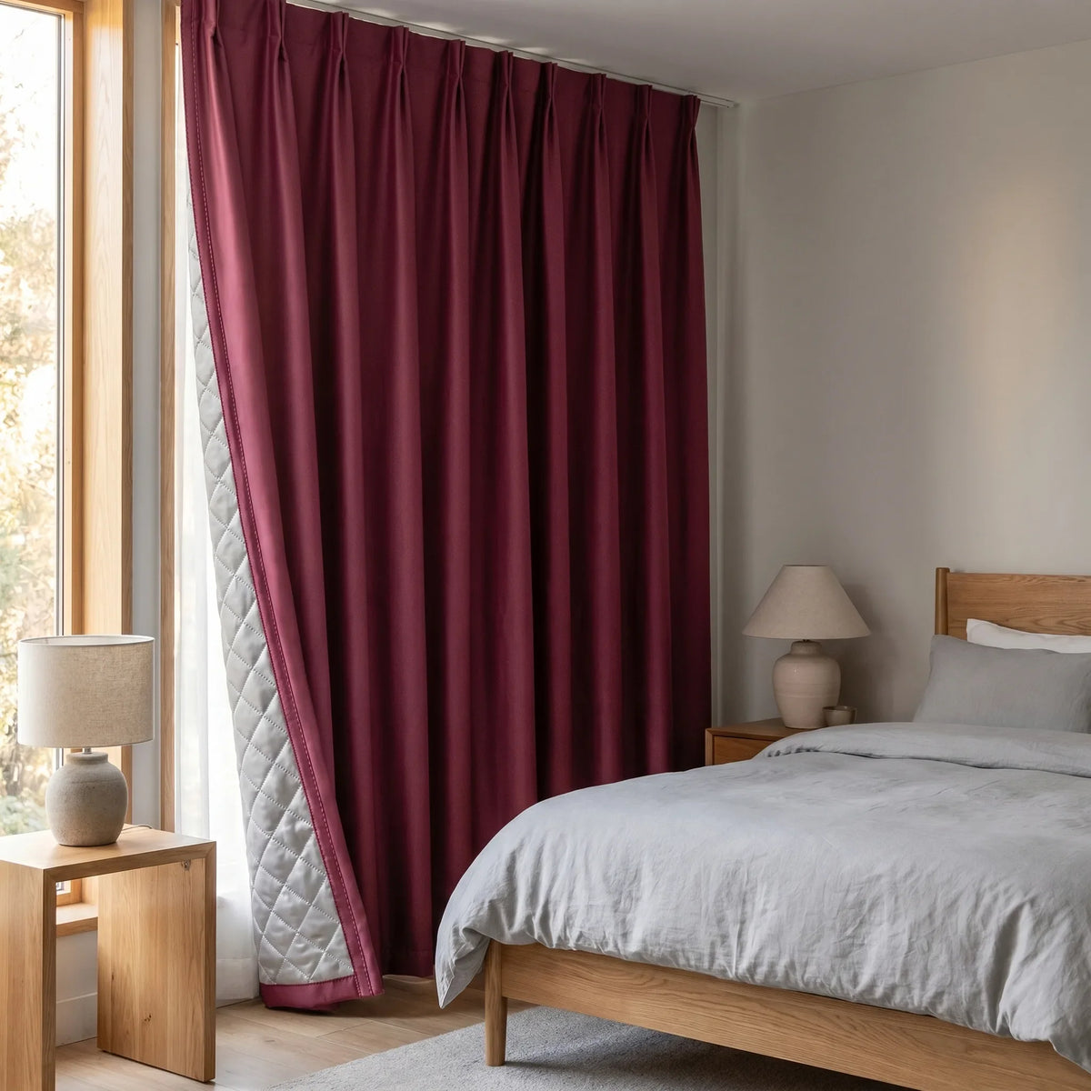 3-in-1 Blackout Curtains Burgundy