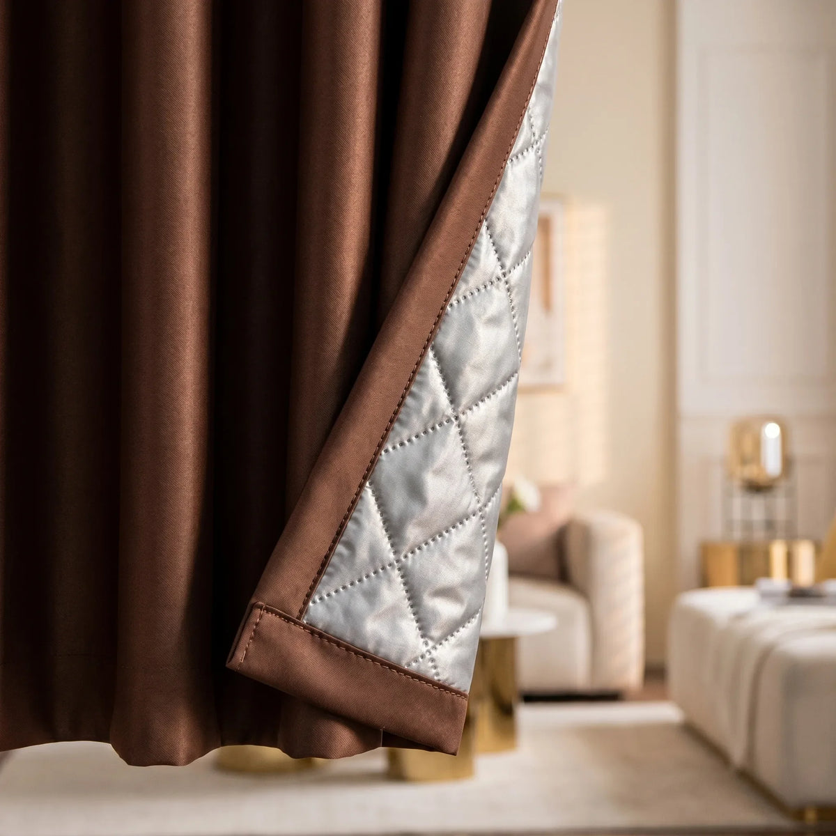 3-in-1 Blackout Curtains Warm Brown