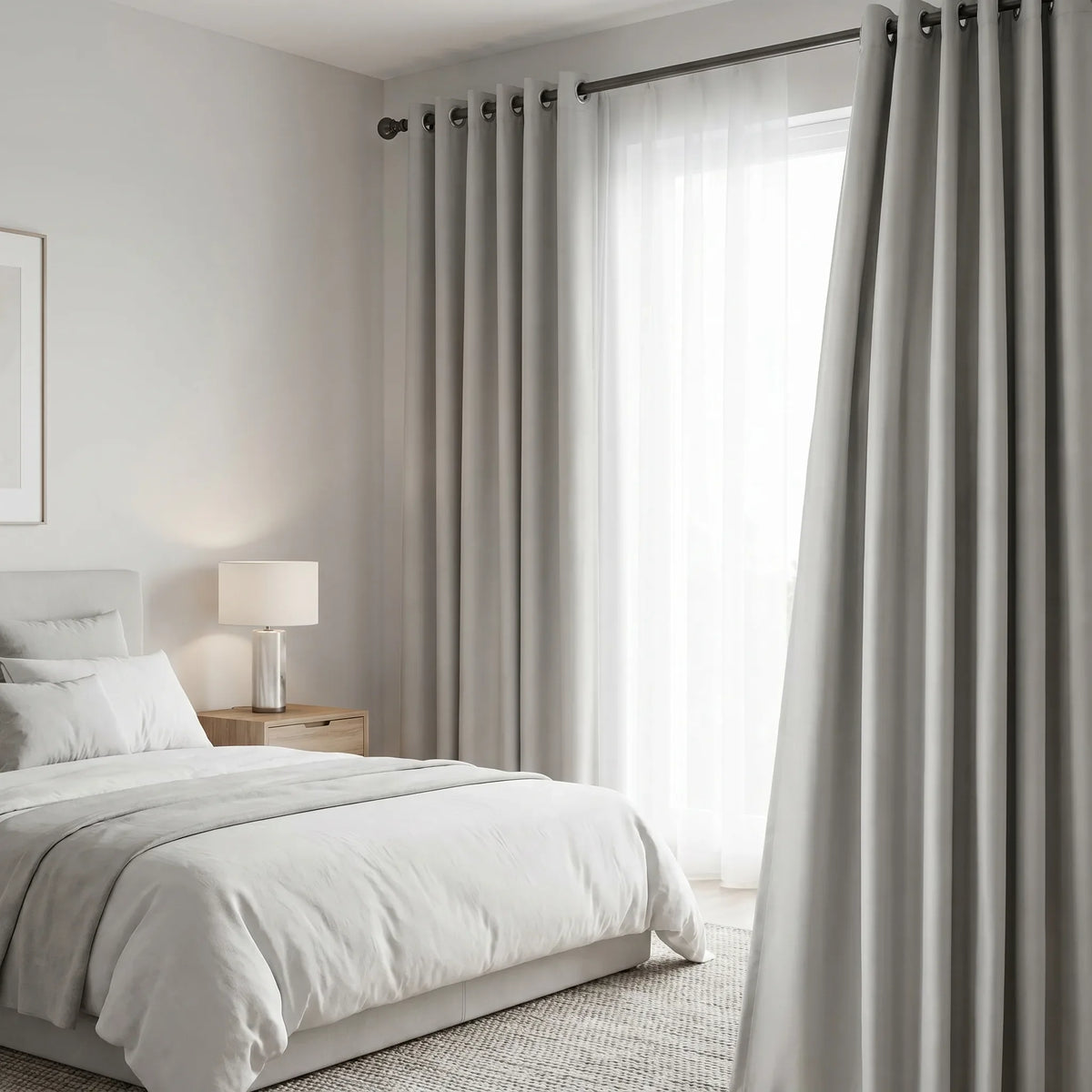 3-in-1 Blackout Curtains Light Grey