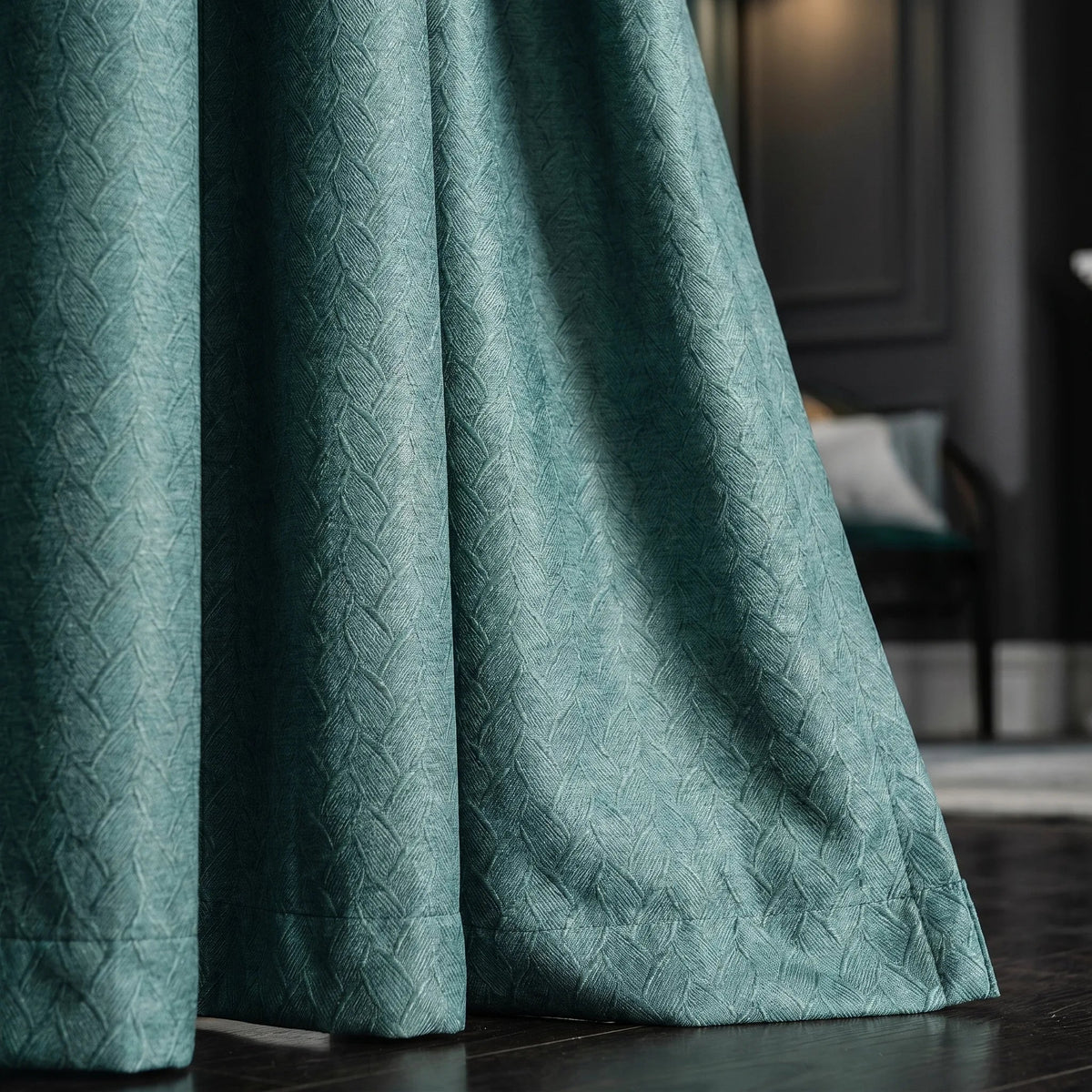 Room Darkening Curtains Forest Green Patterned