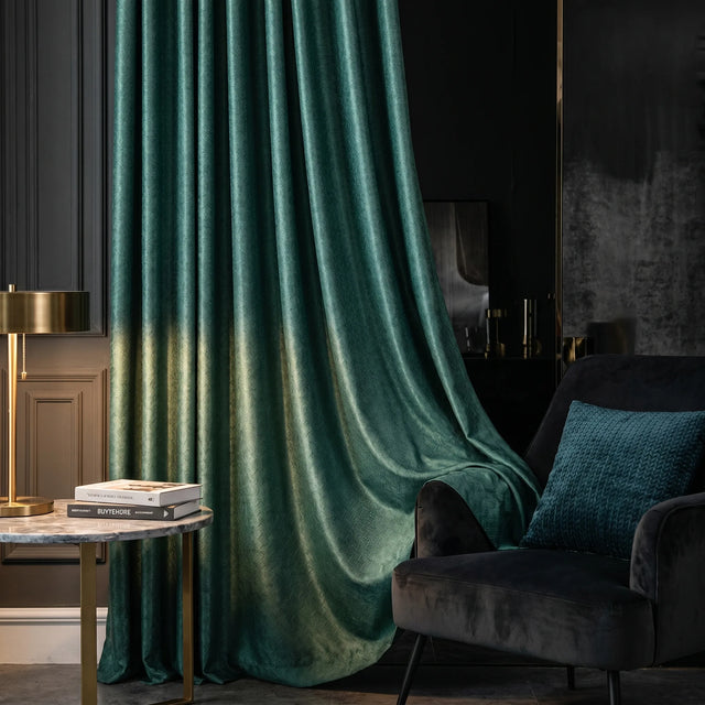 Room Darkening Curtains Forest Green Patterned