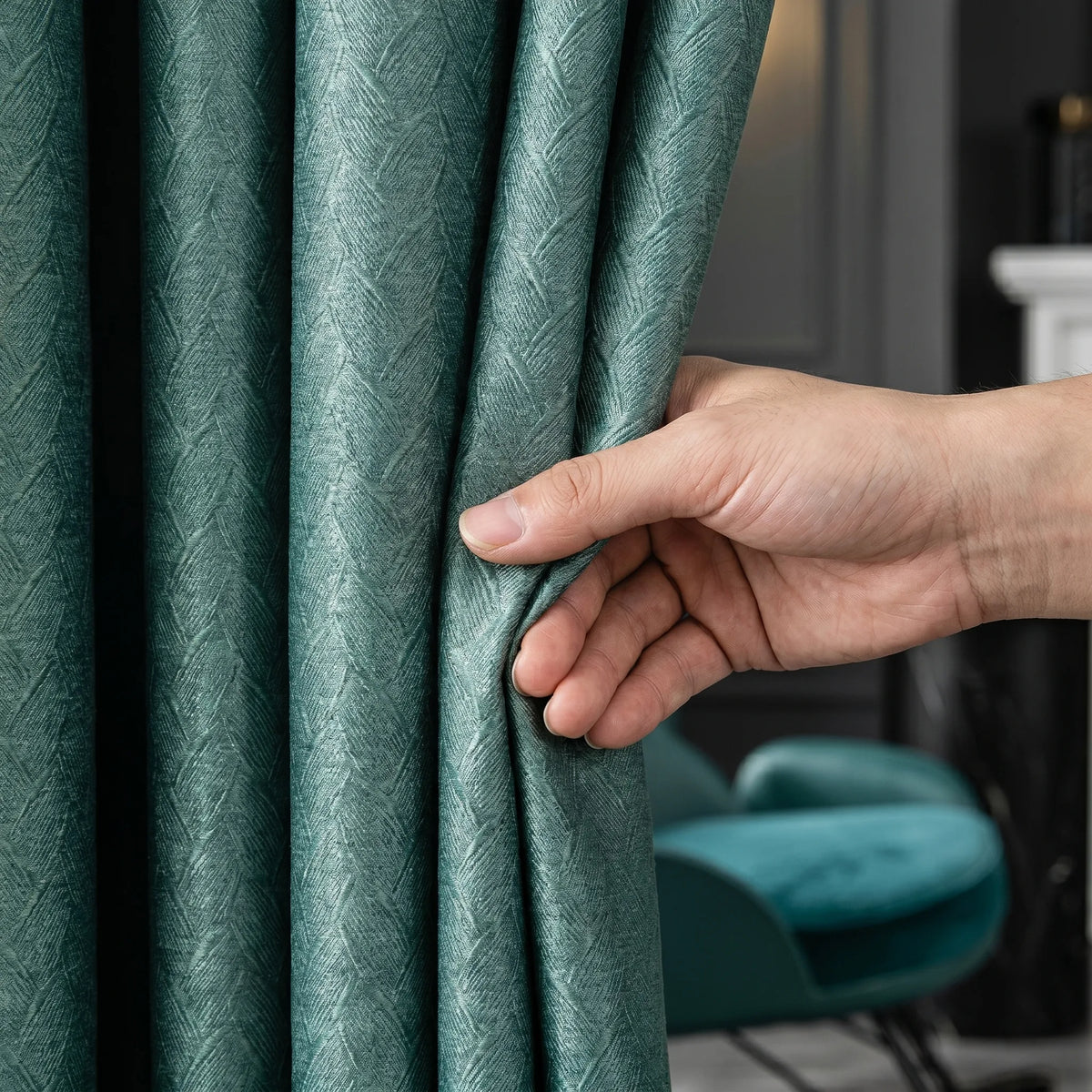 Room Darkening Curtains Forest Green Patterned