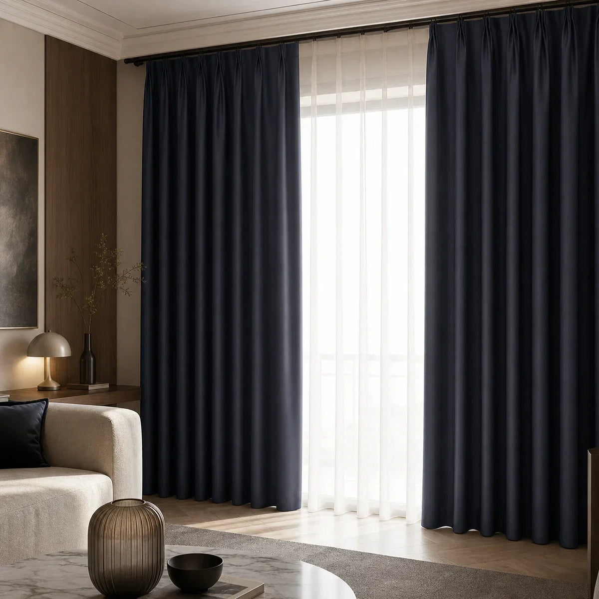 3-in-1 Blackout Curtains Night Blue
