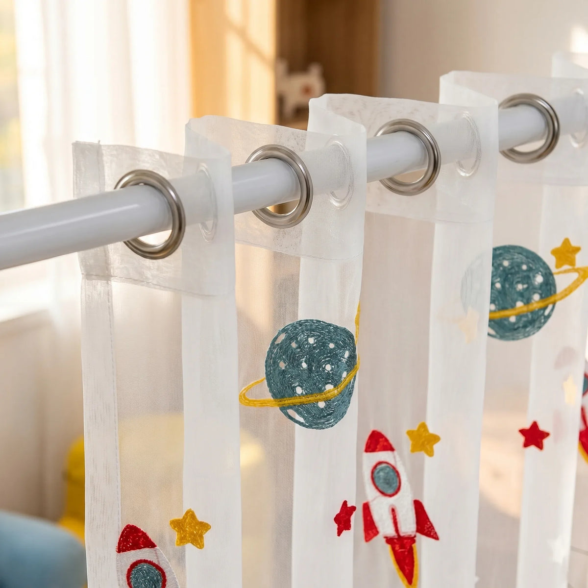 Sheer Voile Curtain — Space Print