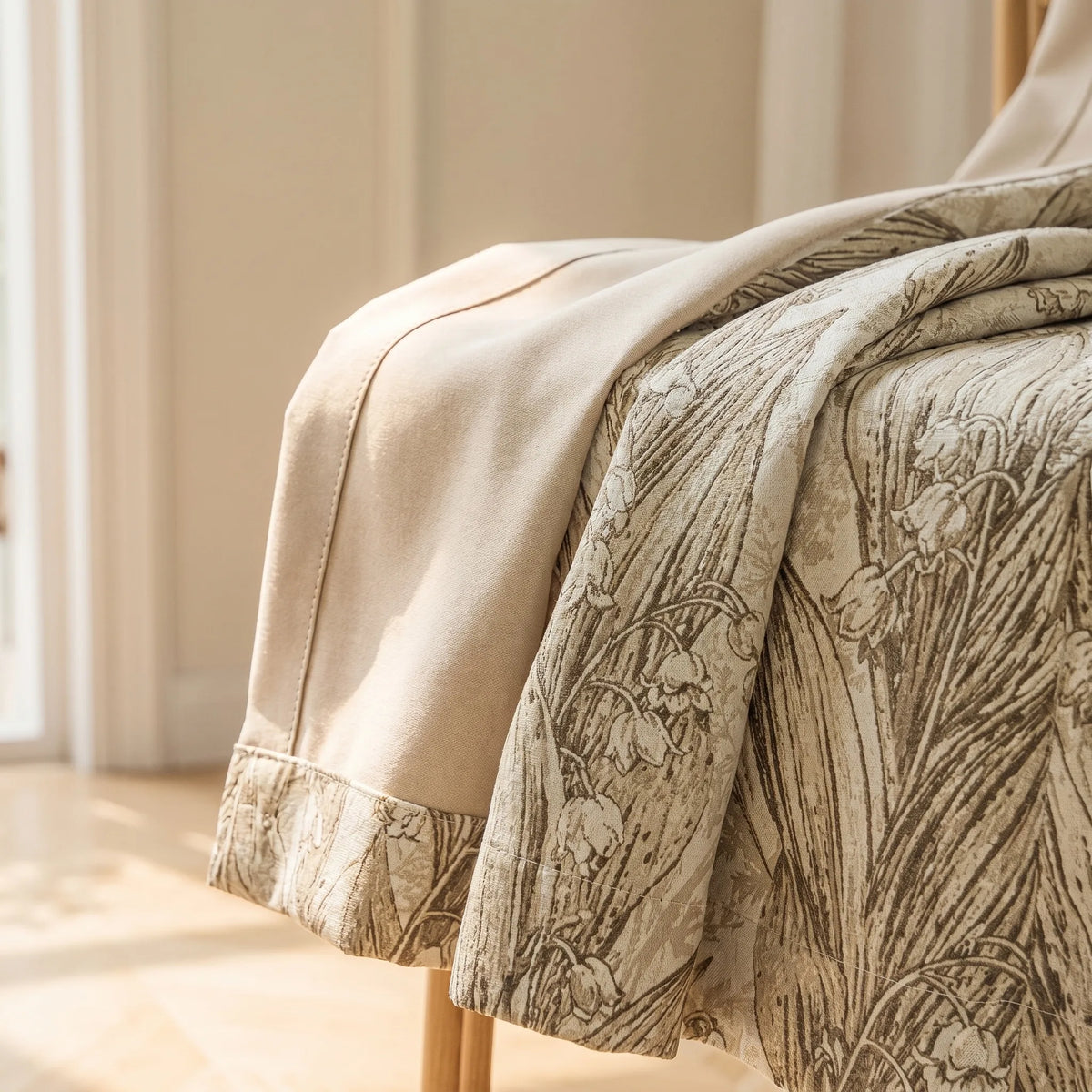 Room Darkening Curtains Beige Floral