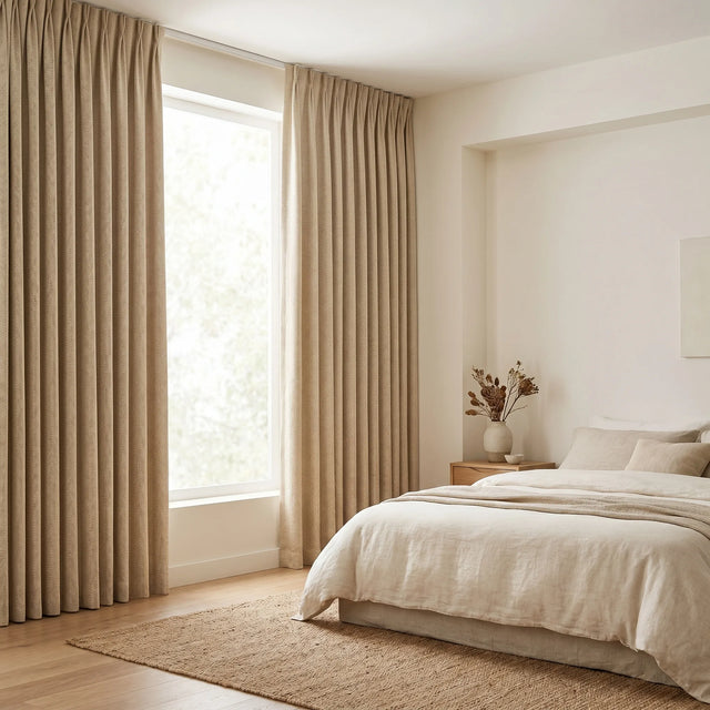 Room Darkening Curtains Beige Jacquard