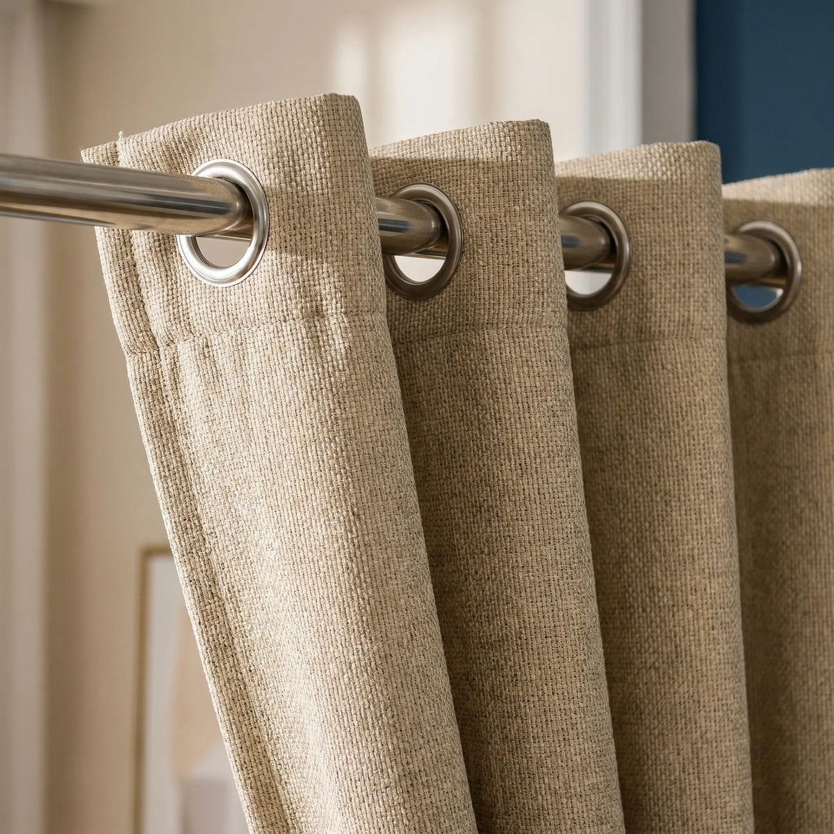 Room Darkening Curtains Beige Textured