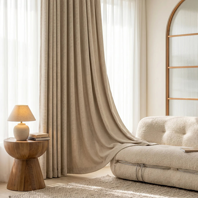 Room Darkening Curtains Beige Woven