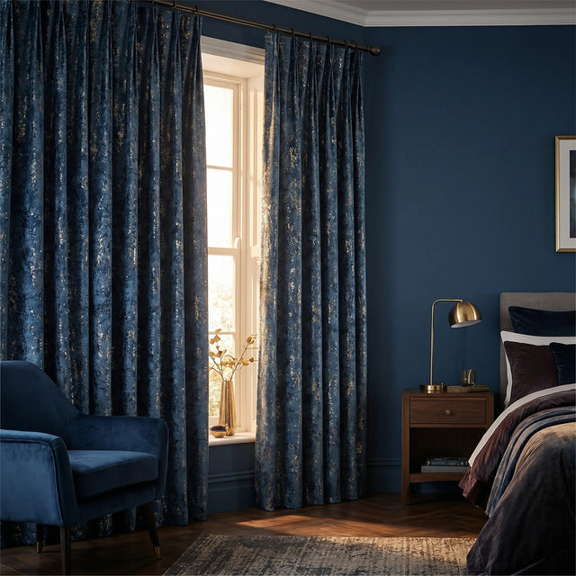 Room Darkening Curtains Blue & Gold