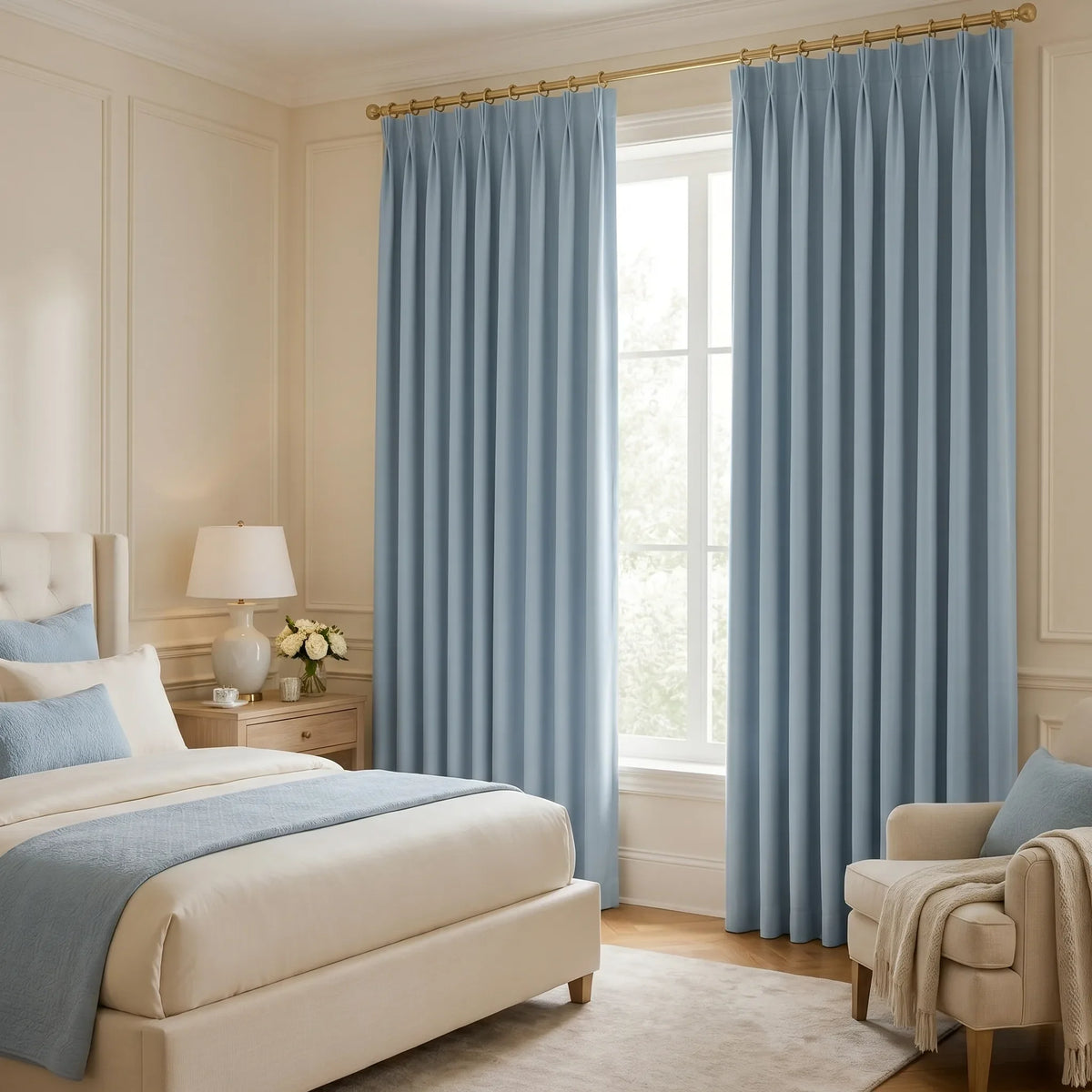 Room Darkening Curtains Sky Blue — Pale