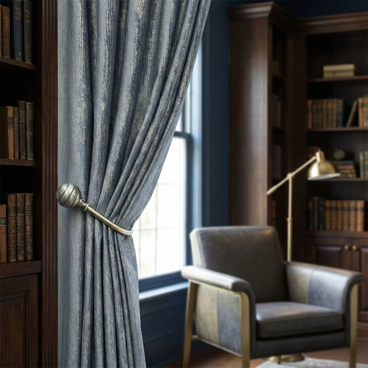 Room Darkening Curtains Wood Effect Grey