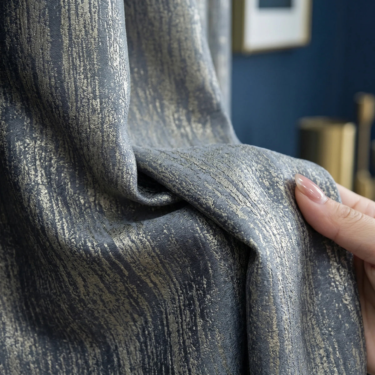 Room Darkening Curtains Wood Effect Grey