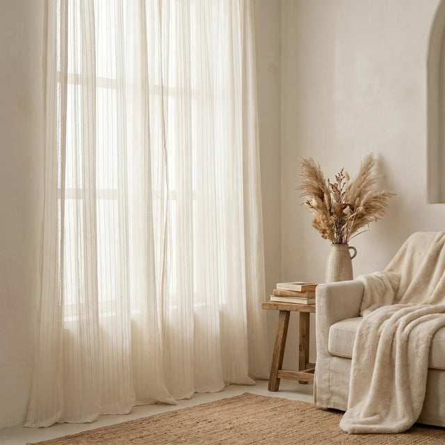 Linen Sheer Curtain Natural Striped