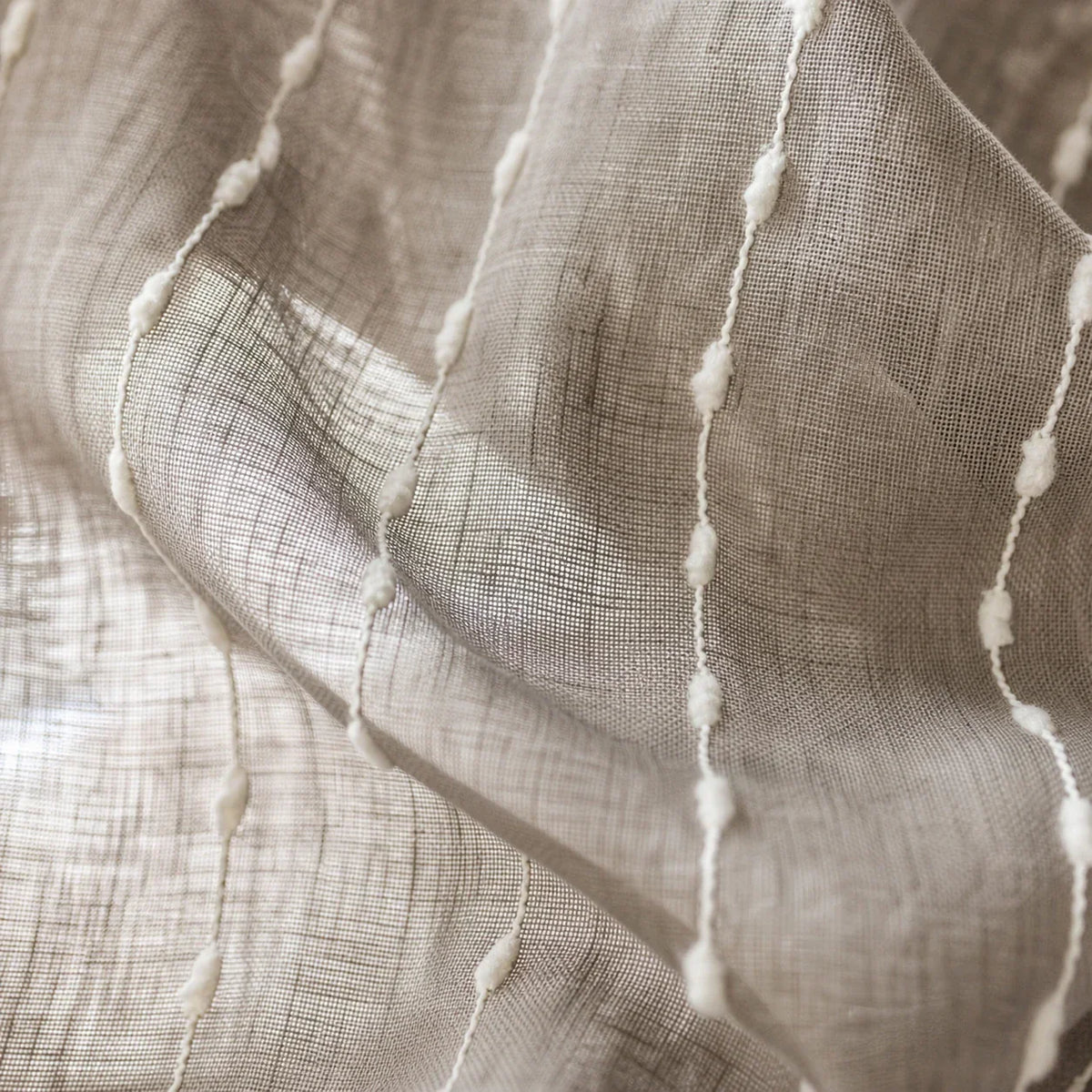 Linen Sheer Curtain Brown Patterned