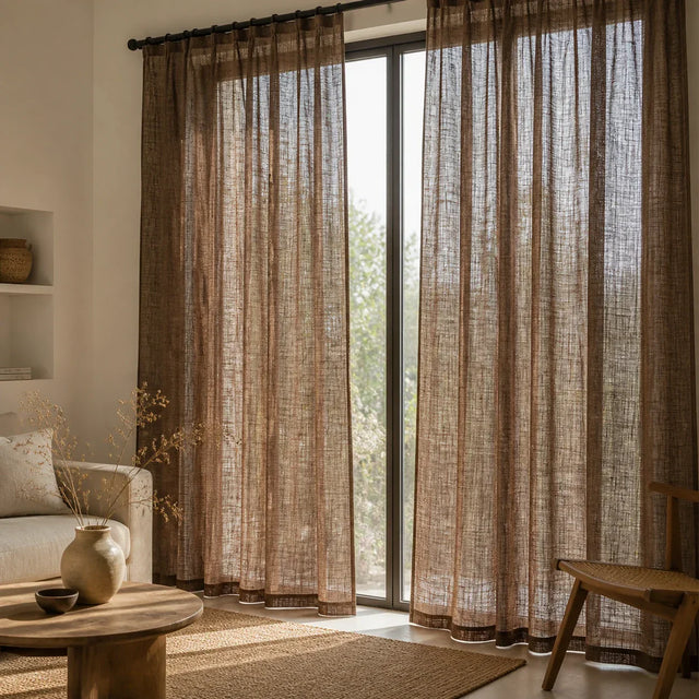 Linen Sheer Curtain Brown