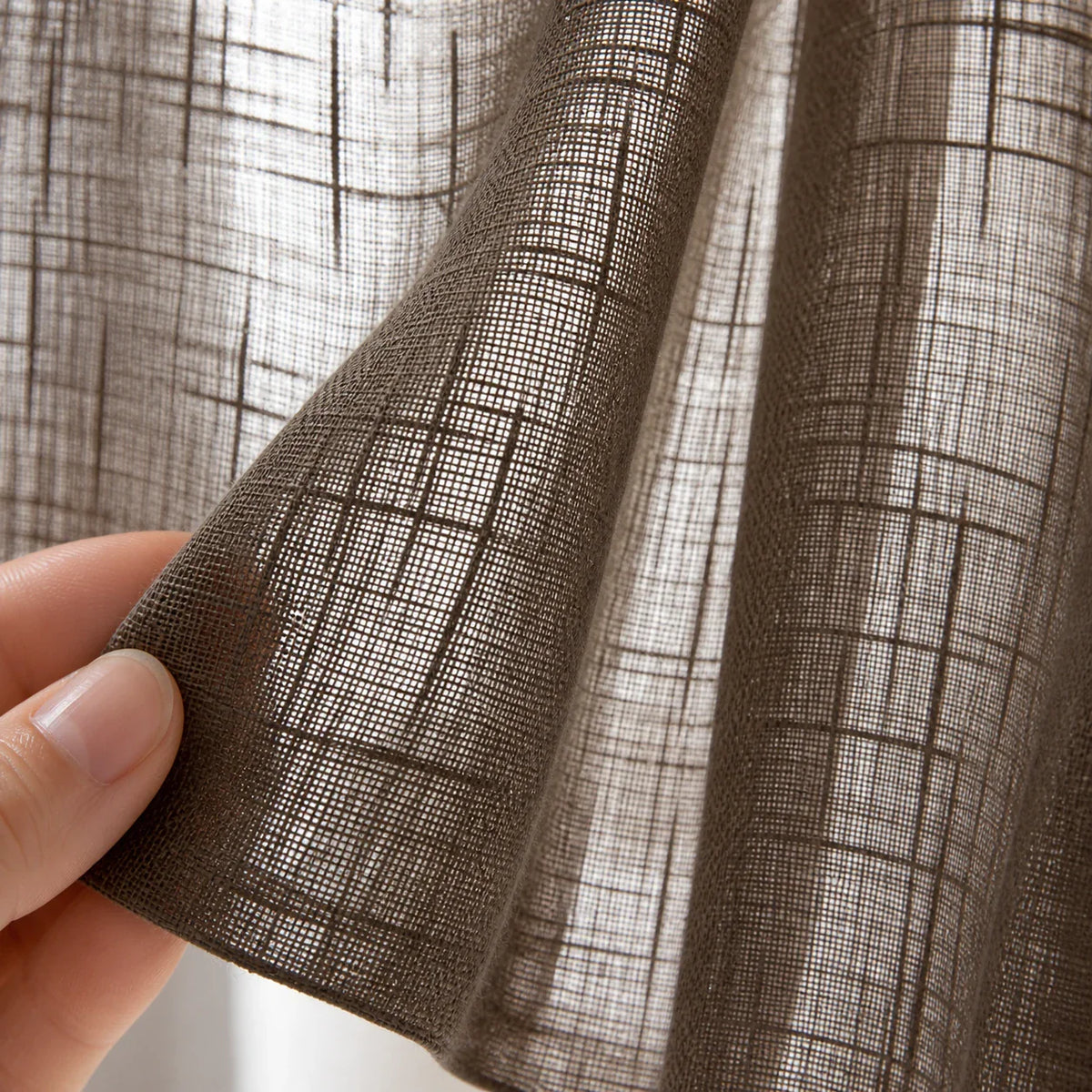 Linen Sheer Curtain Brown