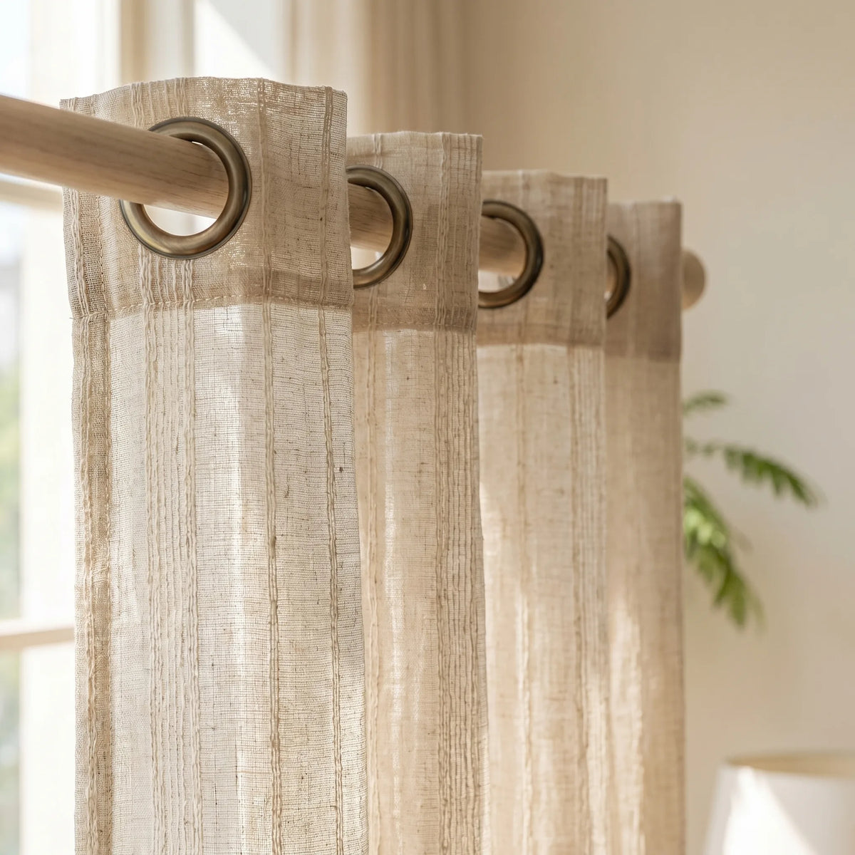 Linen Sheer Curtain Natural — Eyelet