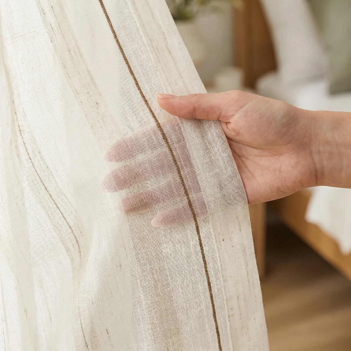Linen Sheer Curtain Natural Patterned