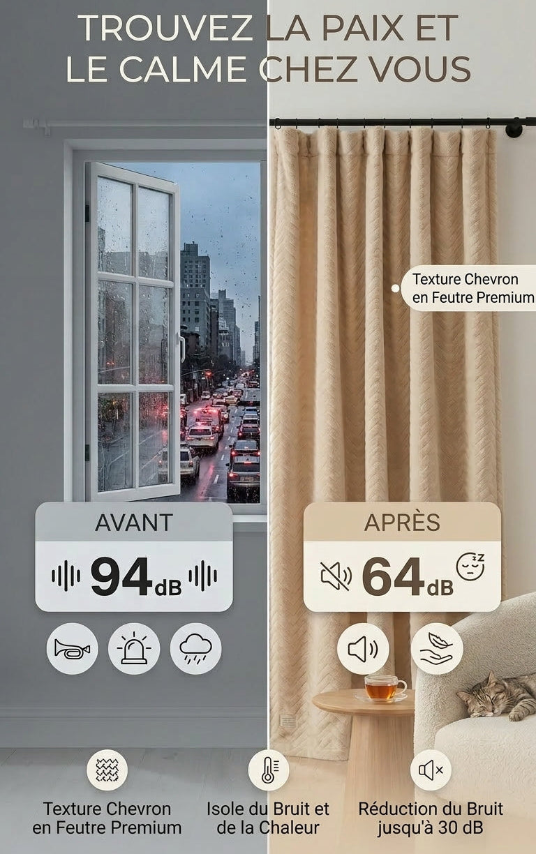 Soundproof Curtains Beige 30dB