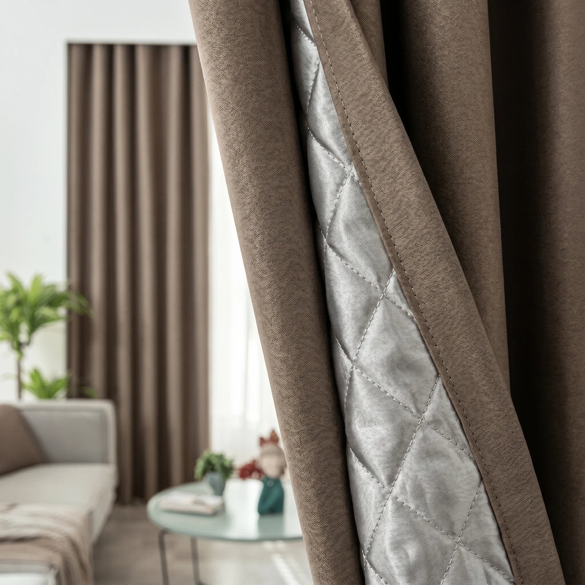 3-in-1 Blackout Curtains Taupe