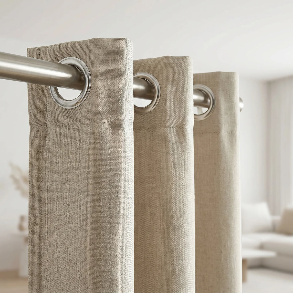 Blackout Curtains Cream Beige - heading style detail | Sylvra