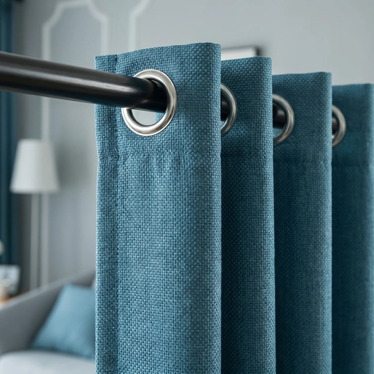 Blackout Curtains Blue - Wide - heading style detail | Sylvra