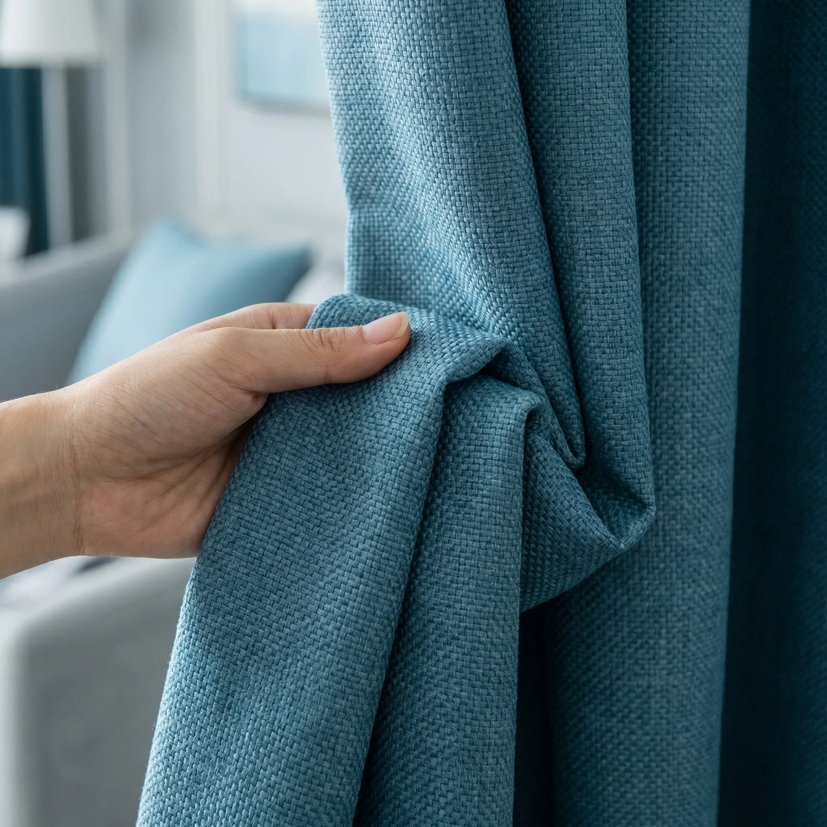 Blackout Curtains Blue - Wide - fabric texture close-up | Sylvra