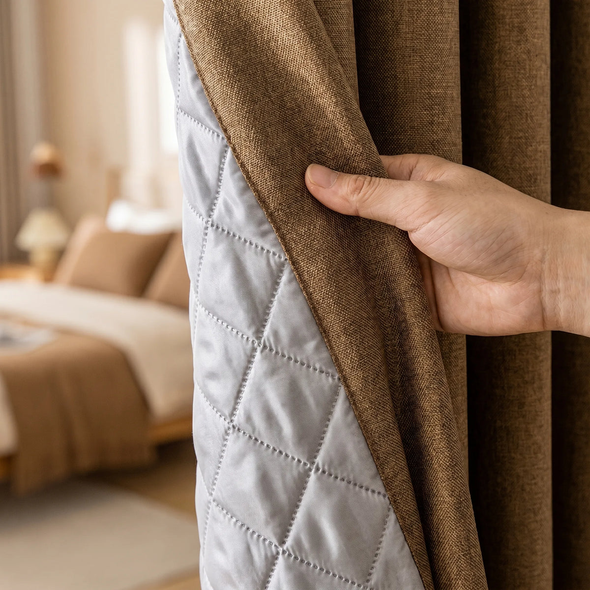 3-in-1 Blackout Curtains Brown