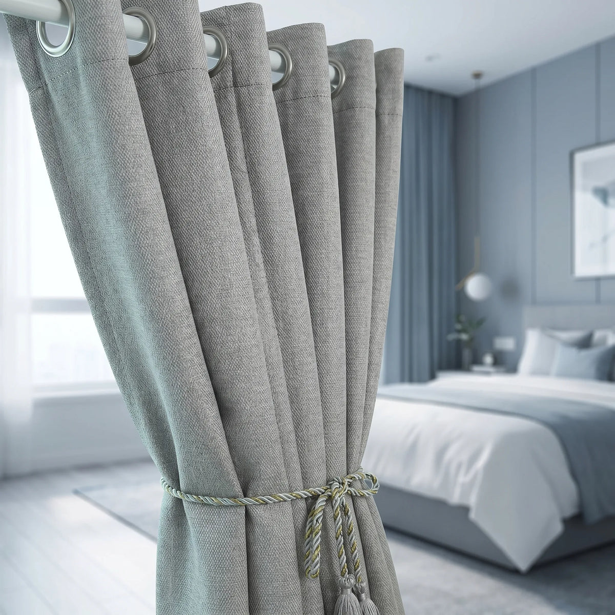 Room Darkening Curtains Heathered Grey — Wide Panels