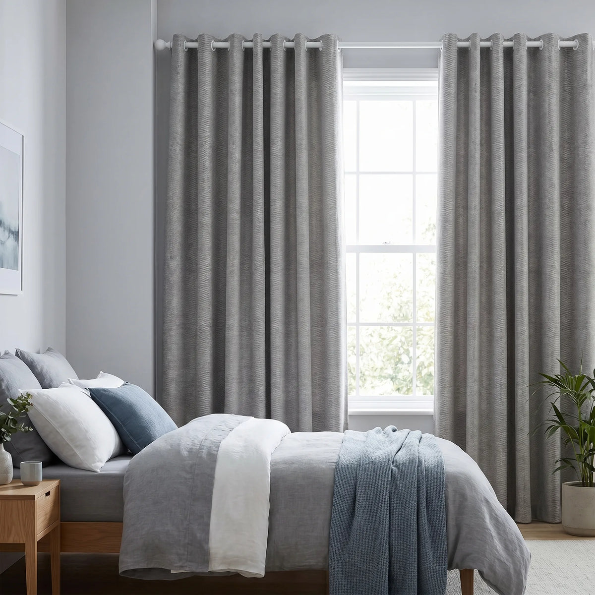 Blackout Curtains Heathered Grey - lifestyle photo in a UK home | Sylvra