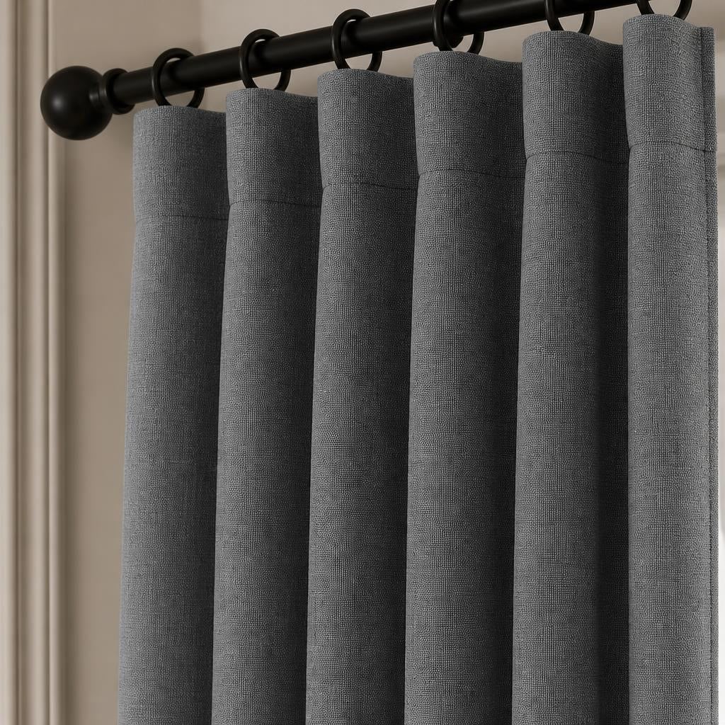 100% Blackout Curtains Light Grey - Wide & Long - detail view | Sylvra