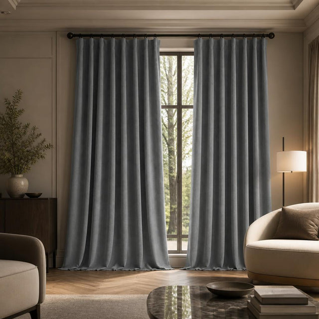 Blackout Curtains Light Grey — Wide Panels