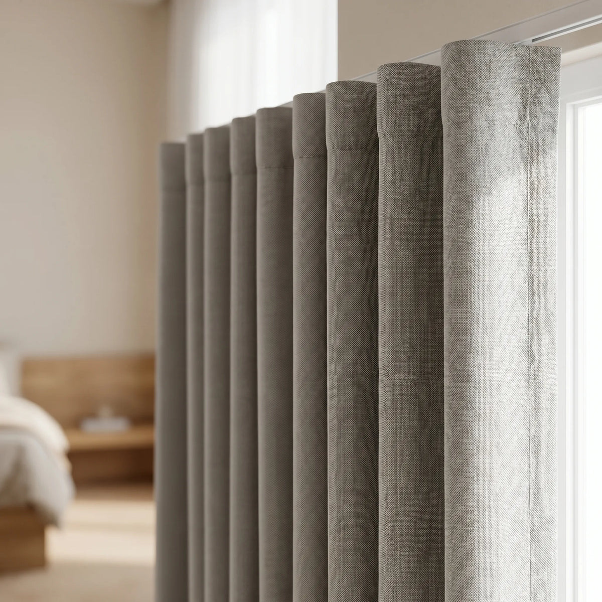 Light Grey Blackout Curtain - detail view | Sylvra