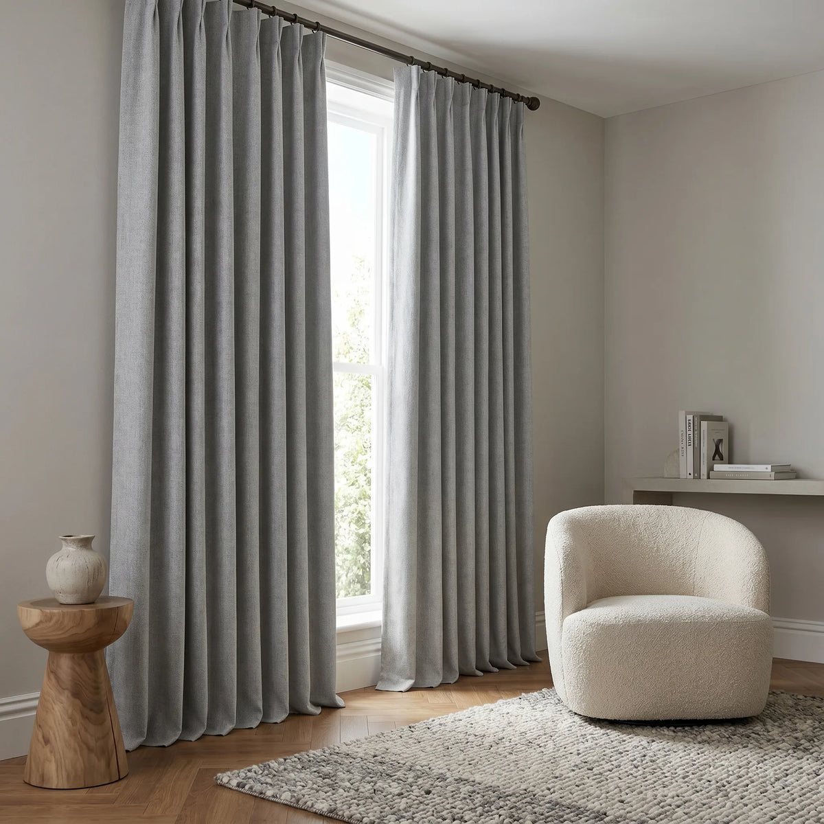 Blackout Curtains Light Grey — Wide Panels