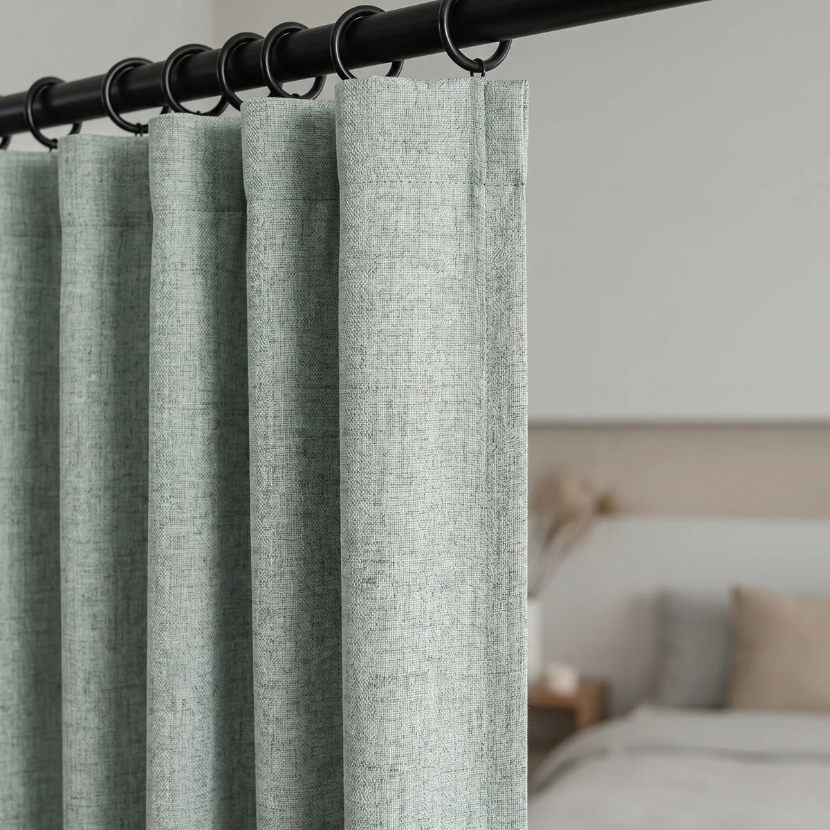 100% Blackout Curtains Sage Green - Wide & Long - detail view | Sylvra