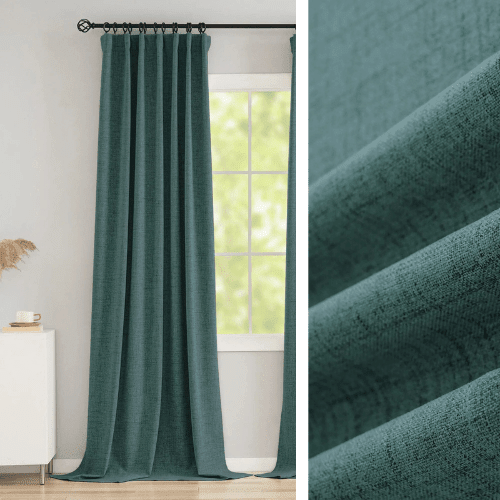 Blackout Curtains Teal Blue — Wide Panels