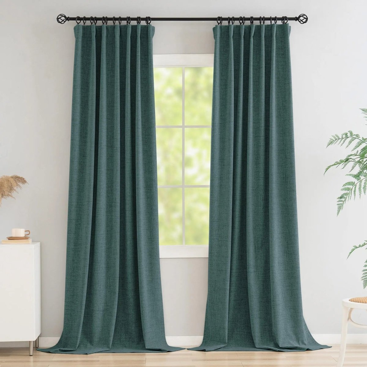 100% Blackout Curtains Teal Blue - Wide & Long - lifestyle photo in a UK home | Sylvra