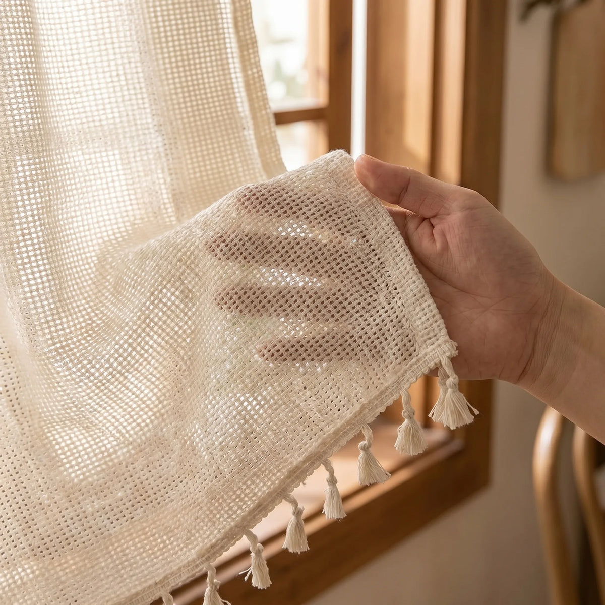 Bohemian Kitchen Curtain - fabric texture close-up | Sylvra