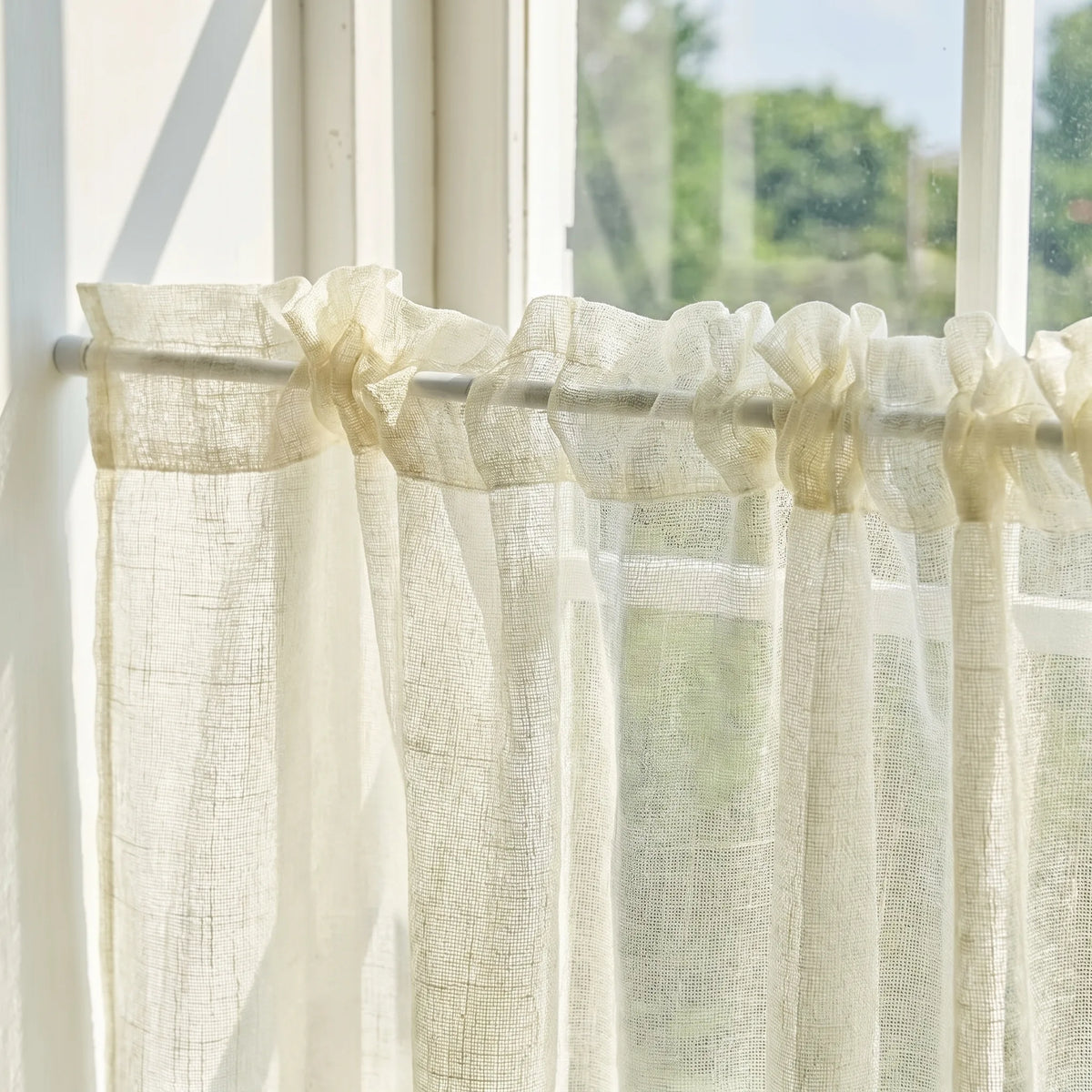 Cotton Linen Café Curtain - heading style detail | Sylvra