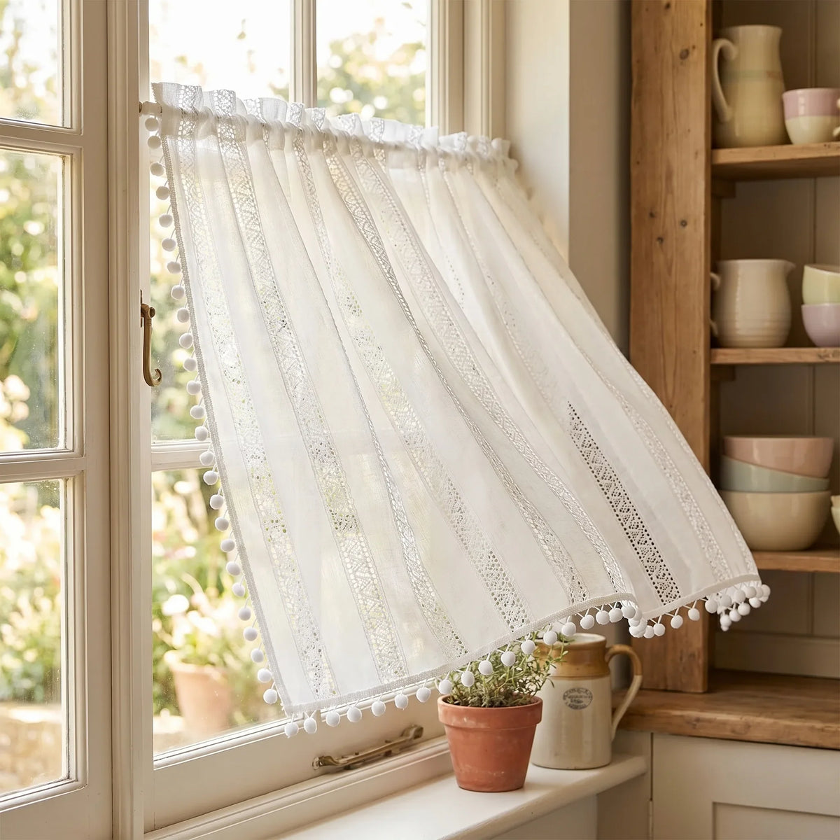Macramé Café Curtain Ecru