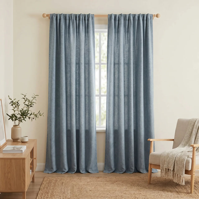Linen Sheer Curtain Blue Grey