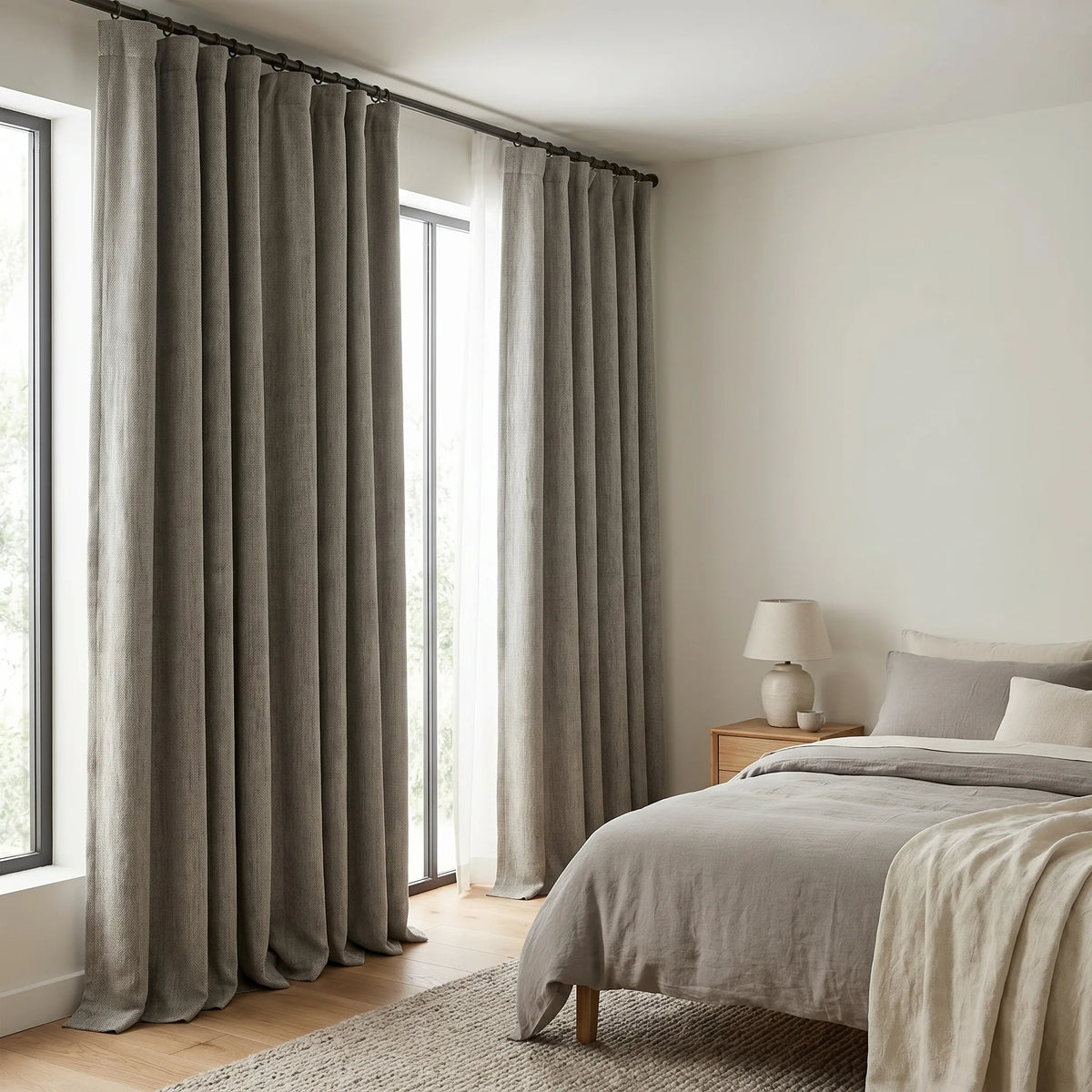 Linen Sheer Curtain Grey — Thick