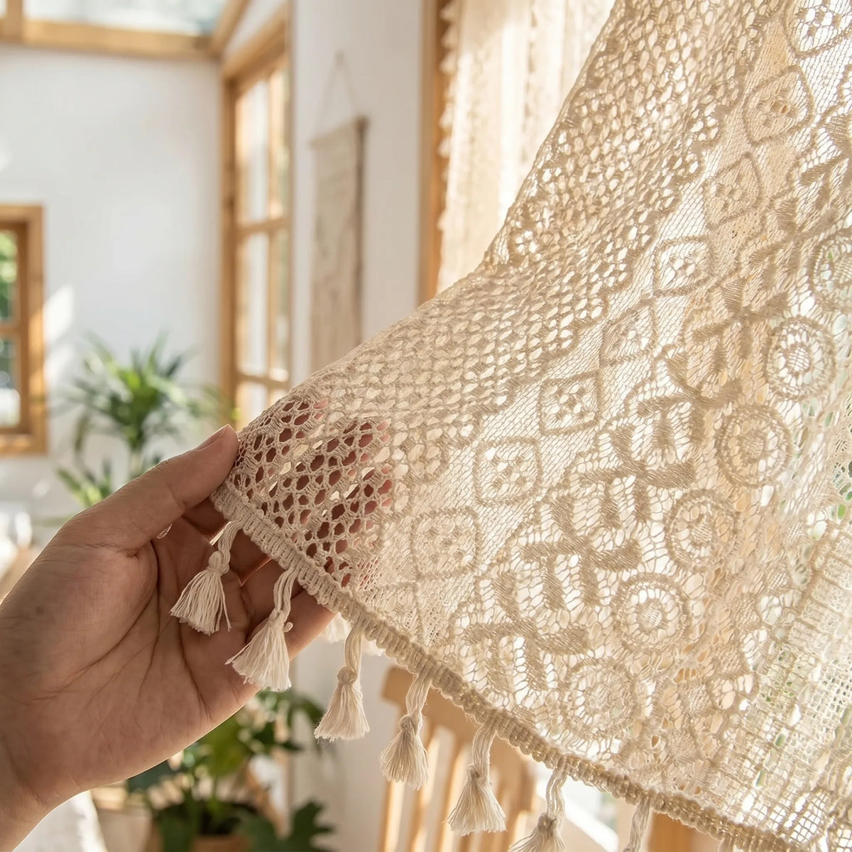 Macramé Curtain Beige