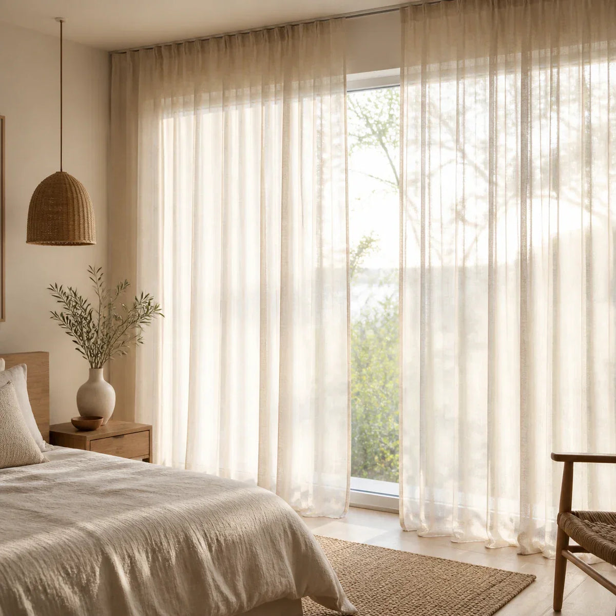 Sheer Voile Curtain - Beige