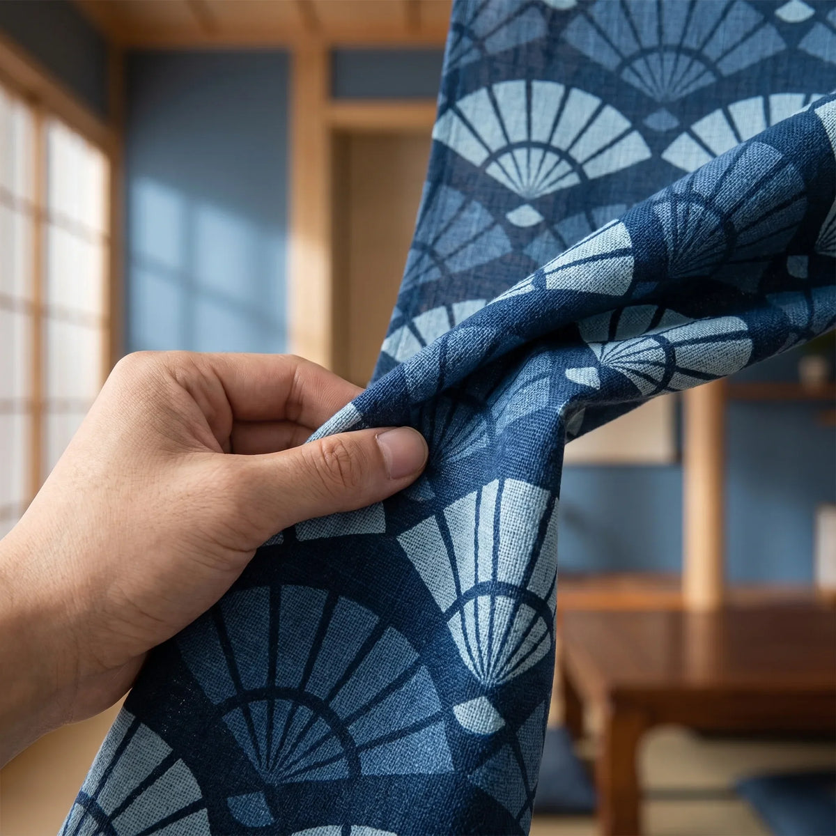 Japanese Linen Door Curtain (Noren) - Seashells