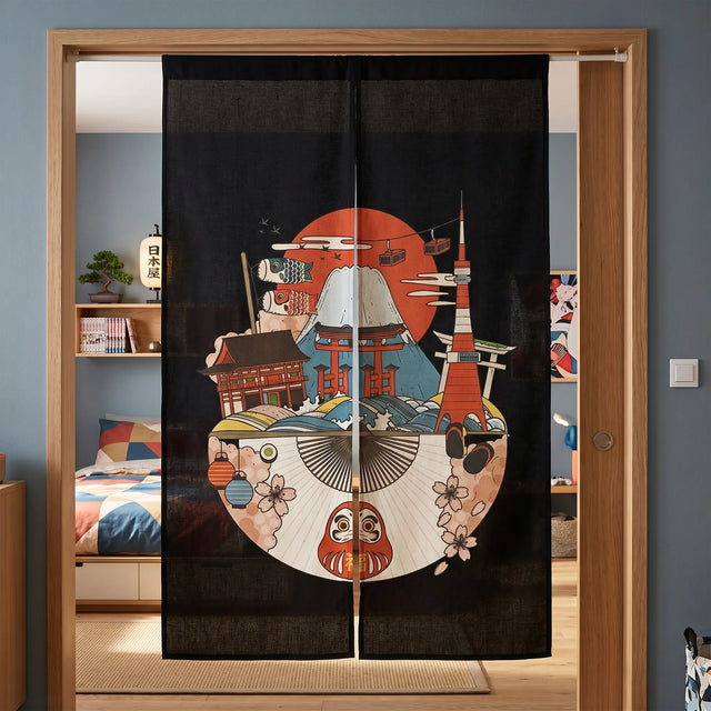 Japanese Linen Door Curtain (Noren) - Tokyo